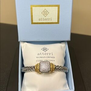 Atterri | Two-Tone Braided Cubic Zirconia Cuff Bracelet✨